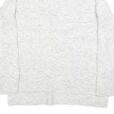 TOMMY HILFIGER Womens White Patterned Cotton Blend Jumper Crew Neck Cable Knit L