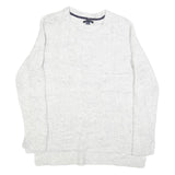 TOMMY HILFIGER Womens White Patterned Cotton Blend Jumper Crew Neck Cable Knit L