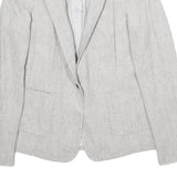 ZARA Womens Grey Button Jacket UK 6 Woven Classic Blazer Lightweight Formal