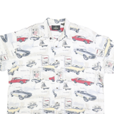 REDHEAD Mens White Red Yellow Car Print Shirt XL Vintage Cotton Button Front