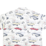 REDHEAD Mens White Red Yellow Car Print Shirt XL Vintage Cotton Button Front