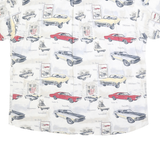 REDHEAD Mens White Red Yellow Car Print Shirt XL Vintage Cotton Button Front