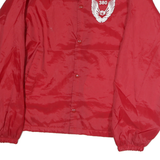 AUBURN Mens Red Nylon Button Jacket S Plain Troop 380 Logo Casual Lightweight