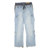 Womens Regular Fit Blue Denim Jeans Cotton Blend Button W32 L33 Cargo Stylish