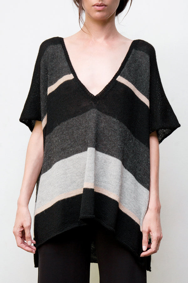 wayne alpaca striped tunic - black w/stripes