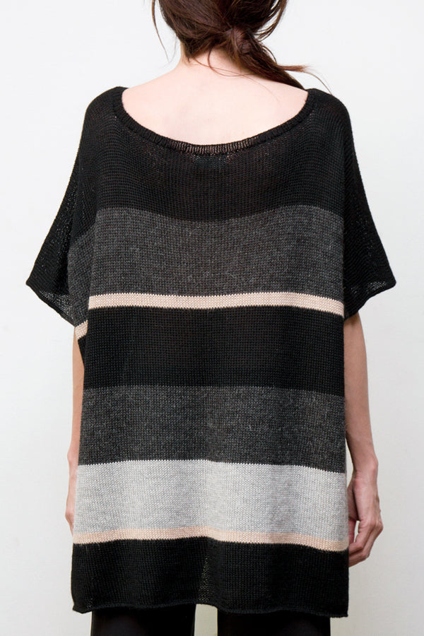 wayne alpaca striped tunic - black w/stripes