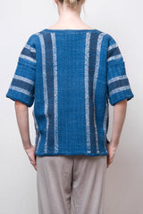 Zoe Hand-Woven Organic Cotton Top - Indigo