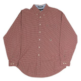 TOMMY HILFIGER Mens Red & White Check Shirt XL Button Down Long Sleeve Classic