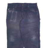 CARHARTT Mens Cotton Blend Blue Relaxed Straight Trousers W40 L30 Workwear