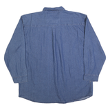 KEY Womens Blue Denim Shirt 2XL Button Front Casual Cotton Blend