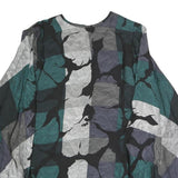 Womens Green Grey Black Abstract Print Top Long Sleeve Round Neck L Polyester