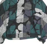 Womens Green Grey Black Abstract Print Top Long Sleeve Round Neck L Polyester