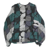 Womens Green Grey Black Abstract Print Top Long Sleeve Round Neck L Polyester