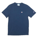 CHAMPION Mens Blue S Short Sleeve Crew Neck Logo T-Shirt Cotton Blend