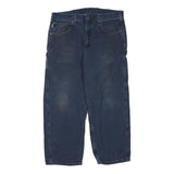 CARHARTT Mens Cotton Blend Blue Regular Straight Trousers W38 L30 Workwear Zip
