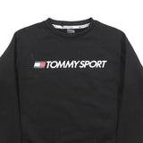 TOMMY SPORT Mens Black Crew Neck S Polyester Blend Sweatshirt Logo Print