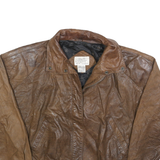 BRASS PLUM Womens Brown Leather Zip Jacket S Soft Supple Classic Stylish