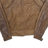 BRASS PLUM Womens Brown Leather Zip Jacket S Soft Supple Classic Stylish