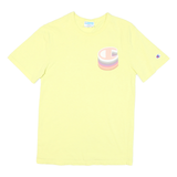 CHAMPION Mens Yellow S Graphic T-Shirt Short Sleeve Crew Neck Cotton Blend
