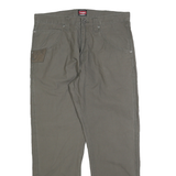 WRANGLER Mens Cotton Blend Green Regular Straight Trousers W34 L30 Casual Zip
