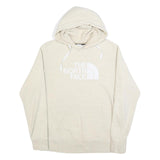 THE NORTH FACE Mens Cream Hoodie L Cotton Blend Pullover Classic Logo