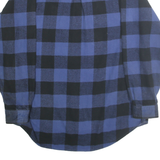 FIELD & STREAM Mens Blue & Black Check Flannel Shirt L Button Pockets