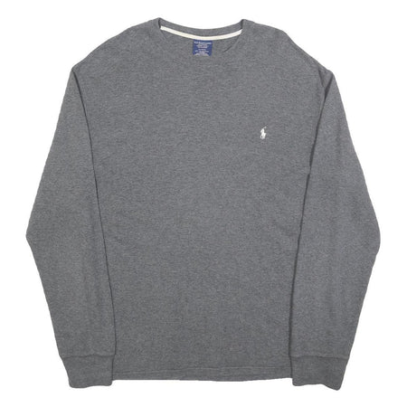 POLO RALPH LAUREN Mens Grey Pullover Cotton Jumper Crew Neck Basic Knit XL