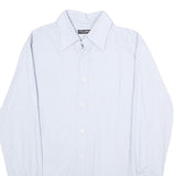 DOLCE & GABBANA Mens Blue Plain Shirt M Luxury Cotton Blend Long Sleeve Button