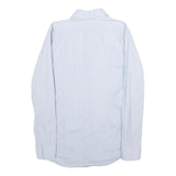 DOLCE & GABBANA Mens Blue Plain Shirt M Luxury Cotton Blend Long Sleeve Button