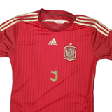 ADIDAS Mens Red & Gold Spain Football Shirt S Short Sleeve Crew Neck Torres 9