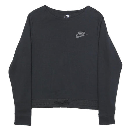 NIKE Womens Black Crew Neck L Cotton Blend Sweatshirt Pullover Casual