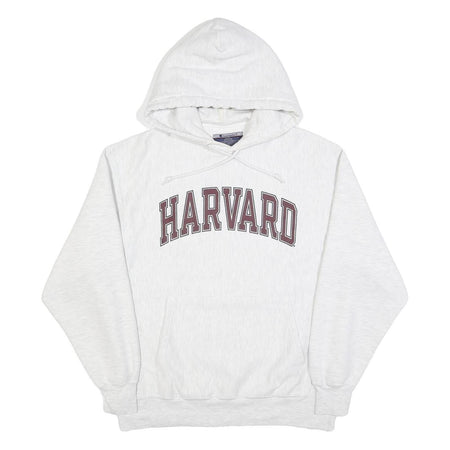 CHAMPION Mens White Harvard Cotton Blend Pullover Hoodie M University Print
