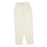 Womens Cotton Blend Cream Regular Fit Zip Closure Trousers W26 L28 Casual Wear