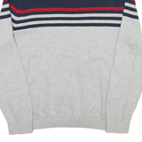 NAUTICA Mens Navy & Grey Striped Plain Crew Neck Basic Knit Jumper L Cotton