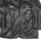 Mens Black Synthetic Classic Jacket 2XL Button Closure Long Sleeve Plain Stylish