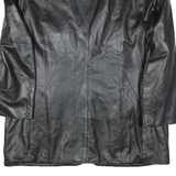 Mens Black Synthetic Classic Jacket 2XL Button Closure Long Sleeve Plain Stylish