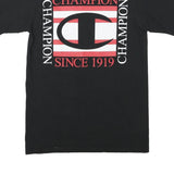 CHAMPION Mens Black Graphic T-Shirt S Short Sleeve Crew Neck Cotton Blend