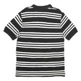 CHAPS Mens Black & White Striped Short Sleeve Polo Shirt L Cotton Casual Summer