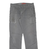 DICKIES Mens Cotton Grey Regular Straight Trousers W32 L34 Workwear Casual Zip