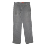 DICKIES Mens Cotton Grey Regular Straight Trousers W32 L34 Workwear Casual Zip
