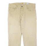 CARHARTT Mens Jeans Beige Regular Straight Denim W36 L30 Cotton Blend Zip