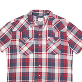 LEVI'S Mens Red Blue & White Check Shirt M Short Sleeve Cotton Casual
