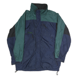 COLUMBIA Mens Blue & Green Outdoor Jacket L Polyester Windbreaker Zip Closure