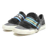 DIESEL Womens Black Leather Casual Flats UK 7 Blue Buckle Detail Comfortable