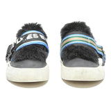 DIESEL Womens Black Leather Casual Flats UK 7 Blue Buckle Detail Comfortable