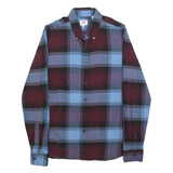 LEVI'S Mens Blue & Maroon Check Shirt S Cotton Blend Long Sleeve Button Down