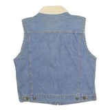 ST JOHN'S BAY Womens Blue Denim Cotton Zip Jacket Vest S Corduroy Collar