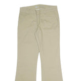DICKIES Womens Cotton Blend Beige Regular Fit Bootcut Trousers W30 L30 Chino