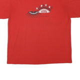 Mens Red Graphic T-Shirt L Short Sleeve Crew Neck Volunteer Dancing Print