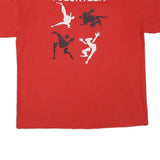 Mens Red Graphic T-Shirt L Short Sleeve Crew Neck Volunteer Dancing Print